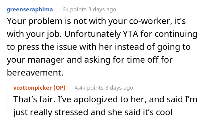 Woman&#8217;s Sister Dies Unexpectedly, She Asks For A Day Off Work, But Coworker Says No Because Of Her Religious Beliefs