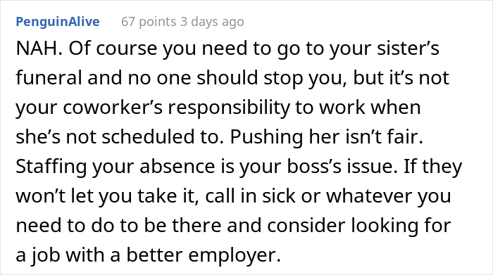 Woman&#8217;s Sister Dies Unexpectedly, She Asks For A Day Off Work, But Coworker Says No Because Of Her Religious Beliefs