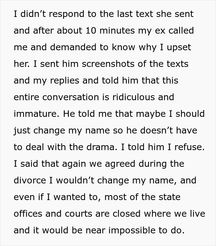 Man Contacts Ex Asking Her To Reconsider After She Refused To Change Her Surname When His New Wife Demanded Her To Do So Man Contacts Ex Asking Her To Reconsider After She Refused To Change Her Surname When His New Wife Demanded Her To Do So
