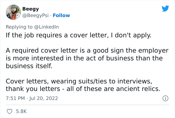 LinkedIn Dissed ‘Little Miss’ For Not Applying If There Is A Cover Letter Requirement And Twitter Users Respond LinkedIn Dissed ‘Little Miss’ For Not Applying If There Is A Cover Letter Requirement And Twitter Users Respond
