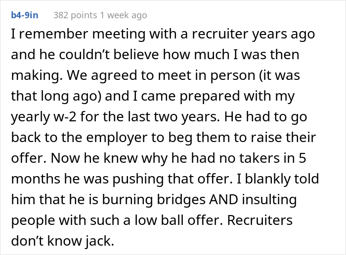 Guy Is Flabbergasted By This Recruiter’s Audacity In Offering Him A Job For Half The Salary He Currently Earns Guy Is Flabbergasted By This Recruiter’s Audacity In Offering Him A Job For Half The Salary He Currently Earns