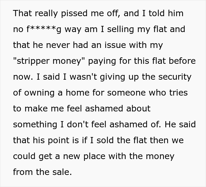 “He Didn’t Want To Live In A Flat That Was Bought With &lsquo;Stripper Money&rsquo;”: Woman Won’t Sell Her Flat, Relationship Drama Ensues