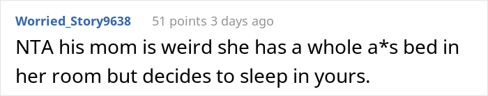 Mother-In-Law Wants To Sleep In Couple’s Bed, Can’t Take ‘No’ For An Answer And Starts Marital Drama Mother-In-Law Wants To Sleep In Couple’s Bed, Can’t Take ‘No’ For An Answer And Starts Marital Drama