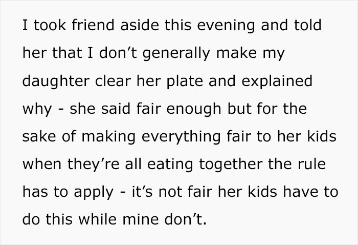 Family Has A Strict “Clean Your Plate” Rule For Their Kids And Try To Enforce It On Friend’s Child As Well, But Mom Is Not Having It Family Has A Strict “Clean Your Plate” Rule For Their Kids And Try To Enforce It On Friend’s Child As Well, But Mom Is Not Having It