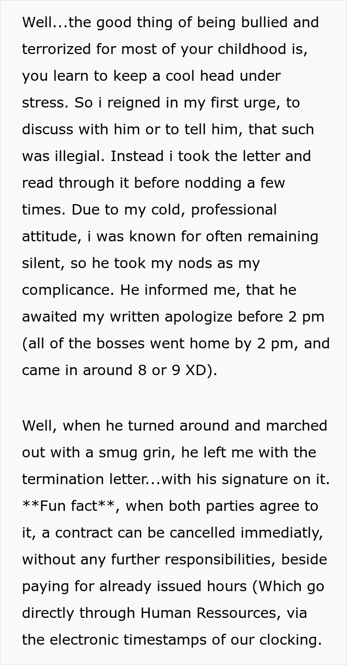 Boss Shows Up With Termination Letter In Hopes Of Worker Apologizing For “Bullying” His Colleague, He Signs The Papers And Takes The Whole Department Down Boss Shows Up With Termination Letter In Hopes Of Worker Apologizing For “Bullying” His Colleague, He Signs The Papers And Takes The Whole Department Down