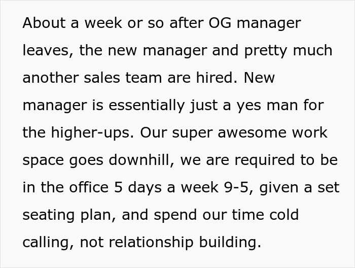 New Manager “Asks For The Resignation Of Anyone Who Doesn’t Believe Her Way Will Work By 5 PM The Next Day”, Sales Rep Team Resigns On The Spot New Manager “Asks For The Resignation Of Anyone Who Doesn’t Believe Her Way Will Work By 5 PM The Next Day”, Sales Rep Team Resigns On The Spot