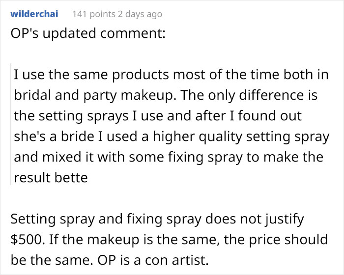 Makeup Artist Charges Woman $500 Instead Of $150 After Finding Out She’s A Bride, Asks If They’re A Jerk Makeup Artist Charges Woman $500 Instead Of $150 After Finding Out She’s A Bride, Asks If They’re A Jerk