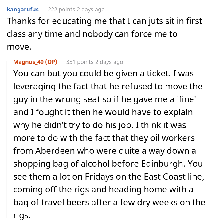 Guy’s Booked Train Seat Gets Taken By Arrogant Passenger, He Does The Same With First Class Seat Because The Conductor Couldn’t Help Him About It Guy’s Booked Train Seat Gets Taken By Arrogant Passenger, He Does The Same With First Class Seat Because The Conductor Couldn’t Help Him About It