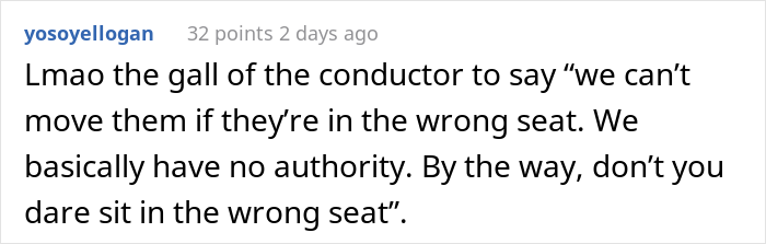 Guy’s Booked Train Seat Gets Taken By Arrogant Passenger, He Does The Same With First Class Seat Because The Conductor Couldn’t Help Him About It Guy’s Booked Train Seat Gets Taken By Arrogant Passenger, He Does The Same With First Class Seat Because The Conductor Couldn’t Help Him About It