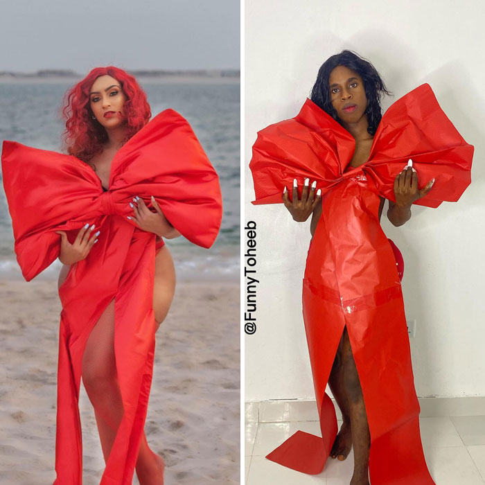 30 Hilarious Low-Cost Recreations Of Ridiculous Celebrity Outfits By Funny Toheeb (New Pics) 30 Hilarious Low-Cost Recreations Of Ridiculous Celebrity Outfits By Funny Toheeb (New Pics)