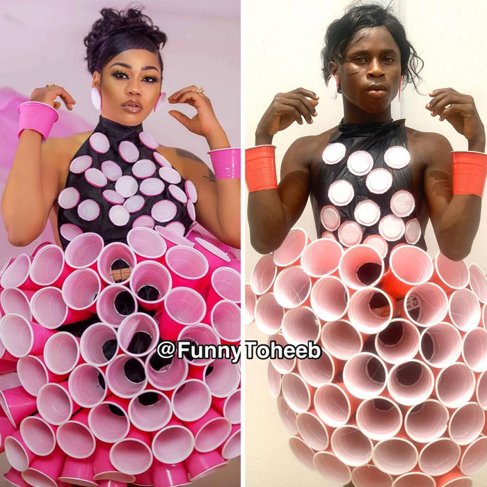 30 Hilarious Low-Cost Recreations Of Ridiculous Celebrity Outfits By Funny Toheeb (New Pics) 30 Hilarious Low-Cost Recreations Of Ridiculous Celebrity Outfits By Funny Toheeb (New Pics)