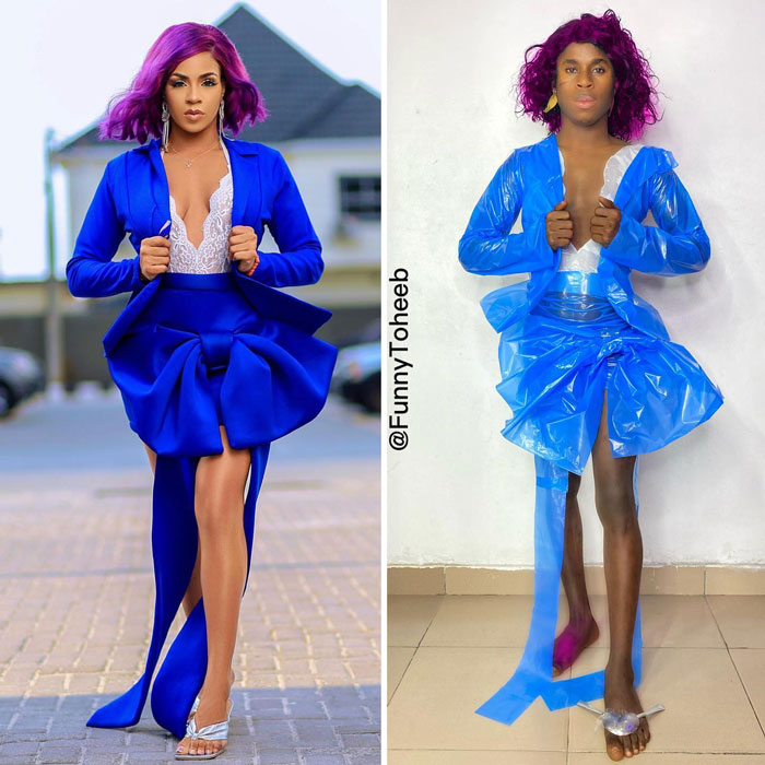 30 Hilarious Low-Cost Recreations Of Ridiculous Celebrity Outfits By Funny Toheeb (New Pics) 30 Hilarious Low-Cost Recreations Of Ridiculous Celebrity Outfits By Funny Toheeb (New Pics)
