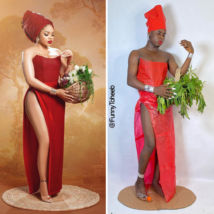 30 Hilarious Low-Cost Recreations Of Ridiculous Celebrity Outfits By Funny Toheeb (New Pics) 30 Hilarious Low-Cost Recreations Of Ridiculous Celebrity Outfits By Funny Toheeb (New Pics)