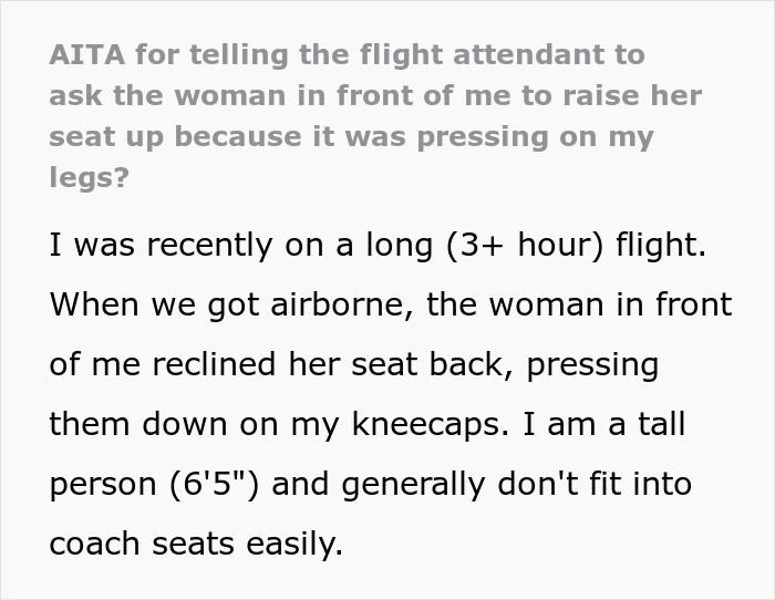 A Tall Passenger Asks Woman To Raise Her Seat Because It’s Pressing Their Knees, Woman Refuses, Plane Drama Ensues A Tall Passenger Asks Woman To Raise Her Seat Because It’s Pressing Their Knees, Woman Refuses, Plane Drama Ensues