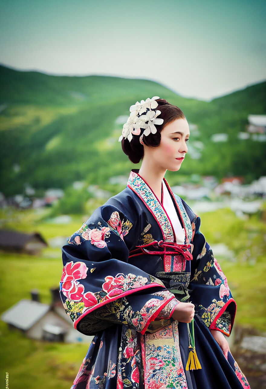 I Blend International Fashion Trends, And This Time Norway Meets Japan With A Traditional Bunad Combined With Kimono (6 Pics) I Blend International Fashion Trends, And This Time Norway Meets Japan With A Traditional Bunad Combined With Kimono (6 Pics)