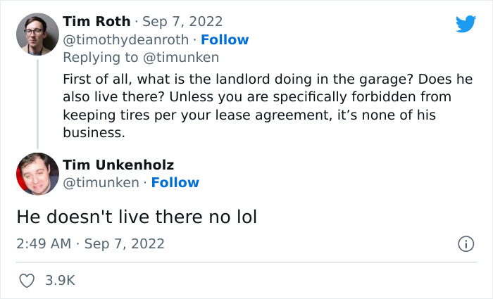 Landlord Is Upset That Tenant Keeps A Spare Tire In His Garage Landlord Is Upset That Tenant Keeps A Spare Tire In His Garage