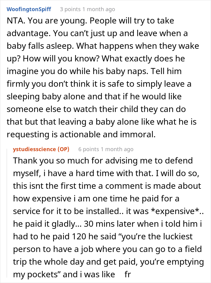 Babysitter Storms Off After Client Calls Her “Expensive” For Charging While Their Baby Sleeps Babysitter Storms Off After Client Calls Her “Expensive” For Charging While Their Baby Sleeps