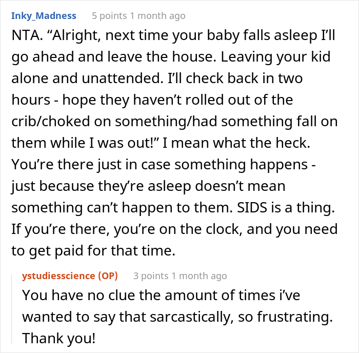 Babysitter Storms Off After Client Calls Her “Expensive” For Charging While Their Baby Sleeps Babysitter Storms Off After Client Calls Her “Expensive” For Charging While Their Baby Sleeps