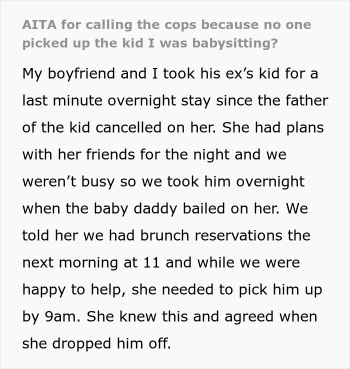 Babysitter Is Fed Up With No-Show Mom, Calls The Cops And They Take The Kid Babysitter Is Fed Up With No-Show Mom, Calls The Cops And They Take The Kid