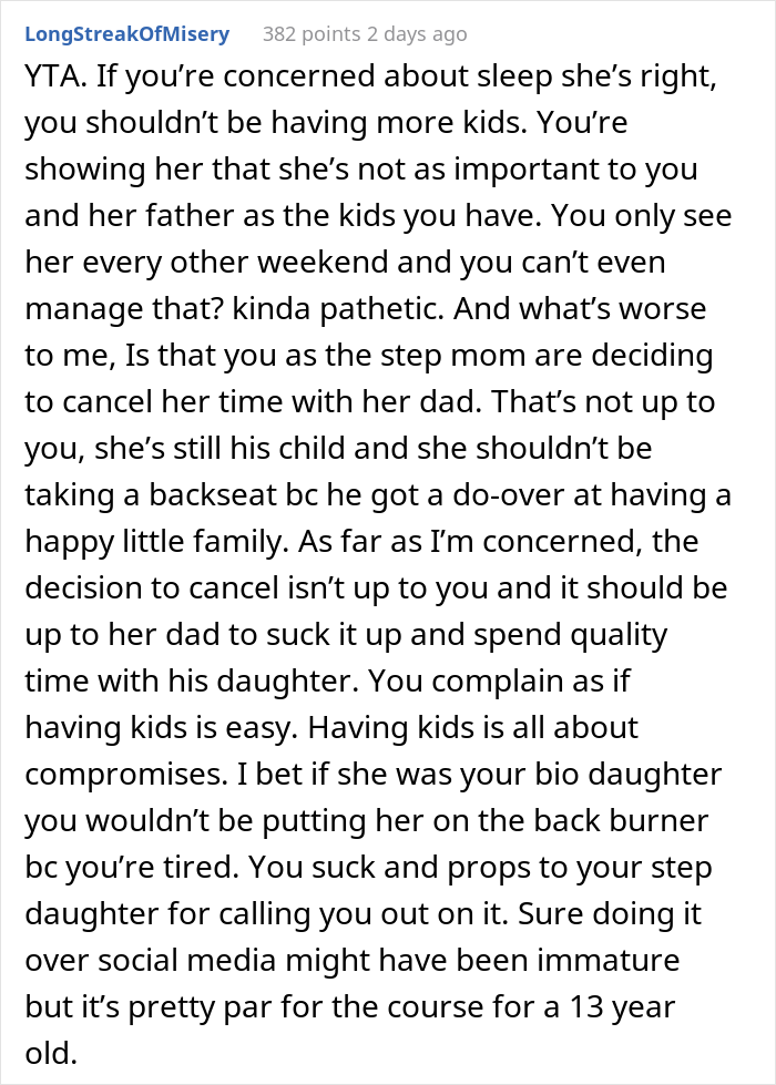 Mom Who Can’t Get Any Sleep Because Of Parenting Gets Slammed By Folks Online For “Canceling” Her Step-Daughter’s Weekend Visits Mom Who Can’t Get Any Sleep Because Of Parenting Gets Slammed By Folks Online For “Canceling” Her Step-Daughter’s Weekend Visits