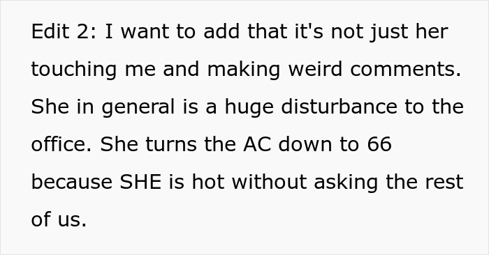 Employee Has Had Enough After Annoying HR Lady Kept Pestering Her About Silly Things And Touching Her Employee Has Had Enough After Annoying HR Lady Kept Pestering Her About Silly Things And Touching Her