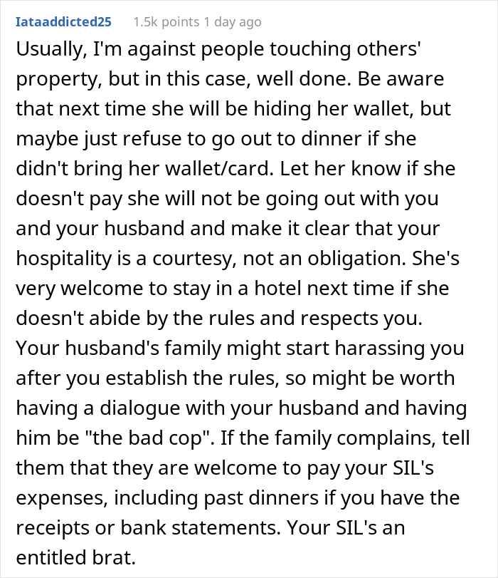 Woman’s SIL “Forgets” Her Wallet All The Time When They Go To Restaurants, So She Took It For Her Woman’s SIL “Forgets” Her Wallet All The Time When They Go To Restaurants, So She Took It For Her