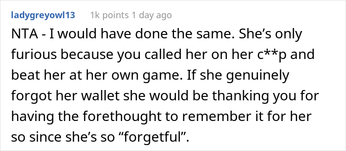 Woman’s SIL “Forgets” Her Wallet All The Time When They Go To Restaurants, So She Took It For Her Woman’s SIL “Forgets” Her Wallet All The Time When They Go To Restaurants, So She Took It For Her