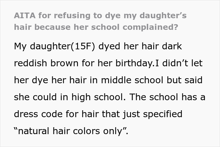 &#8220;AITA For Refusing To Dye My Daughter’s Hair Because Her School Complained?&#8221;