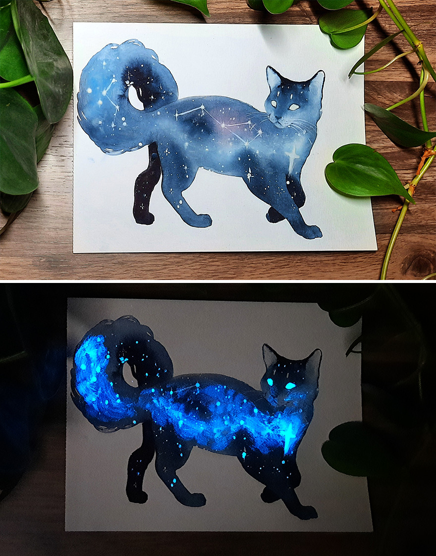 I Create Animal-Themed Watercolor Paintings That Glow In The Dark, Here Are My Best 24 Works I Create Animal-Themed Watercolor Paintings That Glow In The Dark, Here Are My Best 24 Works