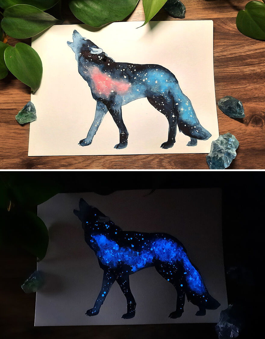 I Create Animal-Themed Watercolor Paintings That Glow In The Dark, Here Are My Best 24 Works I Create Animal-Themed Watercolor Paintings That Glow In The Dark, Here Are My Best 24 Works