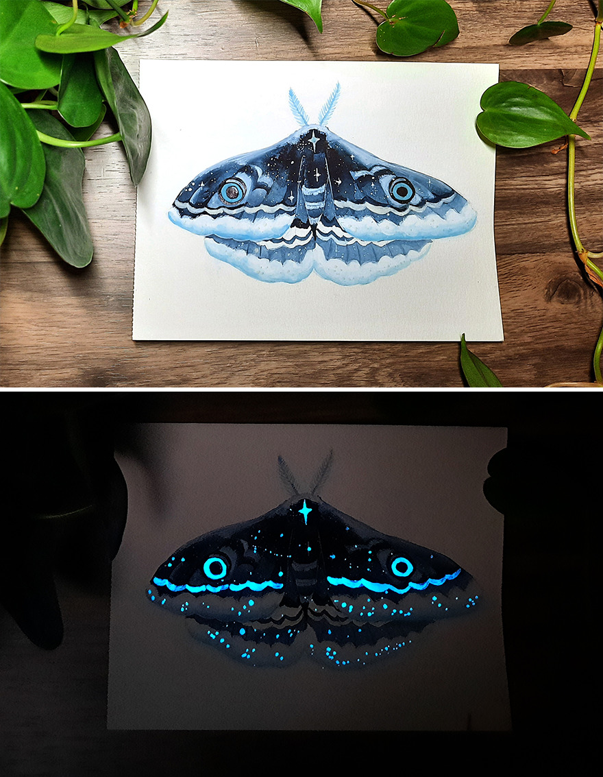 I Create Animal-Themed Watercolor Paintings That Glow In The Dark, Here Are My Best 24 Works I Create Animal-Themed Watercolor Paintings That Glow In The Dark, Here Are My Best 24 Works