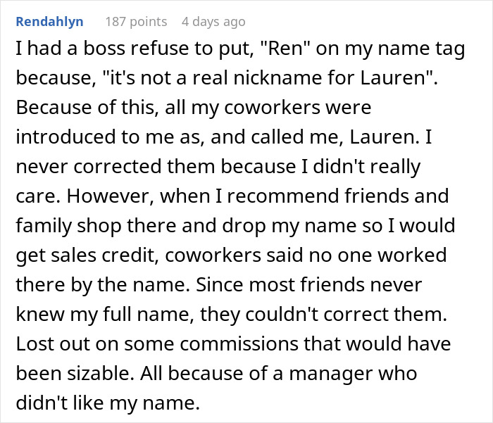 Boss Thinks Employee’s Name Tag Isn’t His Real Name, Tries To Punish Him For It Boss Thinks Employee’s Name Tag Isn’t His Real Name, Tries To Punish Him For It