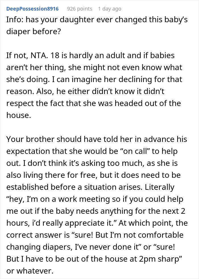 “Am I A Jerk For Telling My Brother Off When He Berated My Daughter For Not Changing Her Cousin’s Diaper?” “Am I A Jerk For Telling My Brother Off When He Berated My Daughter For Not Changing Her Cousin’s Diaper?”