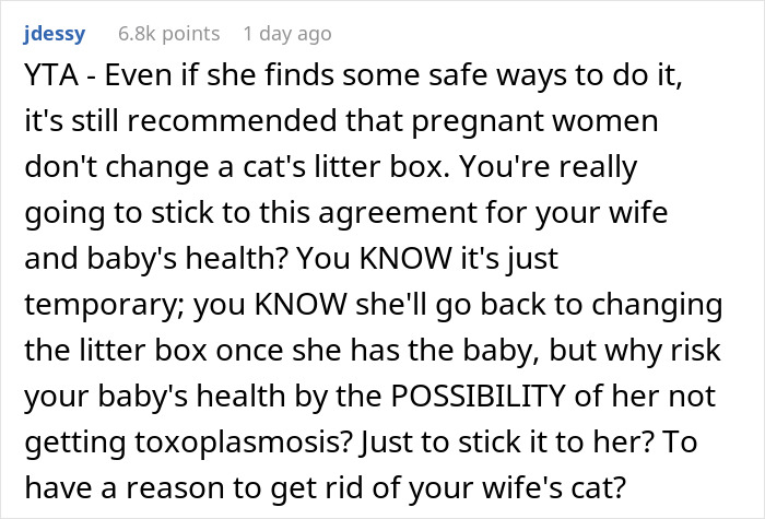 Guy Wonders If He’s A Jerk For Refusing To Clean The Litter Box While His Wife Is Pregnant, The Internet Doesn’t Hold Back Guy Wonders If He’s A Jerk For Refusing To Clean The Litter Box While His Wife Is Pregnant, The Internet Doesn’t Hold Back