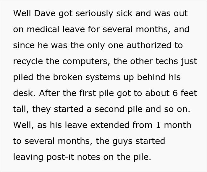 “We Miss Dave”: What Starts As Malicious Compliance Ends Up As A “Shrine” For An Ill Coworker That’s On Sick Leave “We Miss Dave”: What Starts As Malicious Compliance Ends Up As A “Shrine” For An Ill Coworker That’s On Sick Leave