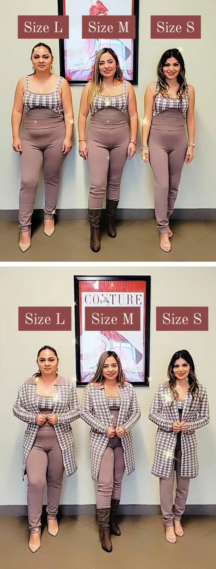 S, M And L: Three Women Try On The Same Outfit To Show How It Looks In Different Sizes