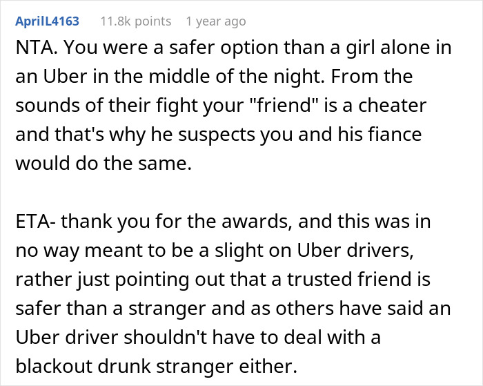 Guy Is Told Off By His Friend For Taking His Drunk Fiancée Home Instead Of Calling An Uber For Her