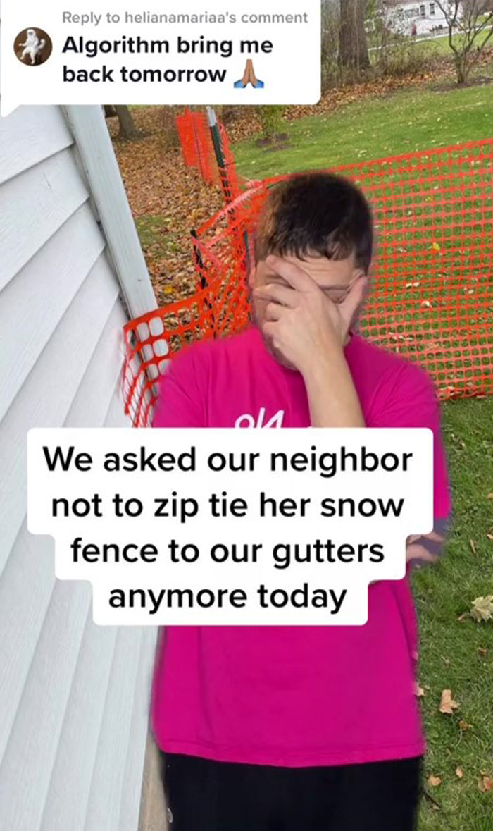 “Looks Like We Got Karen As A Neighbor”: Man Gets Into A War With Neighbor Who Zip-Tied Her Snow Fence To His Gutters “Looks Like We Got Karen As A Neighbor”: Man Gets Into A War With Neighbor Who Zip-Tied Her Snow Fence To His Gutters
