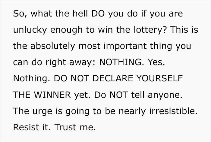 The Dark Side Of Winning The Lottery: Person Shares Examples Of How Winning Big Can Ruin Your Life The Dark Side Of Winning The Lottery: Person Shares Examples Of How Winning Big Can Ruin Your Life