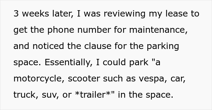 Landlord Refuses To Cancel Tenant’s Unused Parking Space Fee, Tenant Maliciously Complies And Begins To Use It To The Hilt Landlord Refuses To Cancel Tenant’s Unused Parking Space Fee, Tenant Maliciously Complies And Begins To Use It To The Hilt