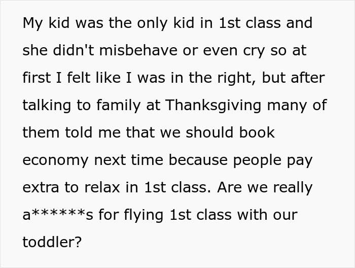 Mother Wonders If She’s A Jerk For Buying First-Class Ticket For Her Toddler Mother Wonders If She’s A Jerk For Buying First-Class Ticket For Her Toddler