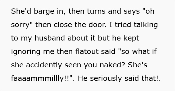 “My Husband Was Livid”: Woman Waits For Her MIL In The Bathroom In Weird Poses, Suspecting She Is Not Walking In On Her Accidentally “My Husband Was Livid”: Woman Waits For Her MIL In The Bathroom In Weird Poses, Suspecting She Is Not Walking In On Her Accidentally
