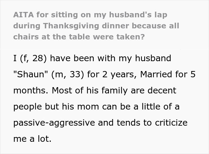 Woman Sits On Husband’s Lap During Thanksgiving, Making It Very Awkward For His Mom And His Ex That She Invited To The Dinner Woman Sits On Husband’s Lap During Thanksgiving, Making It Very Awkward For His Mom And His Ex That She Invited To The Dinner