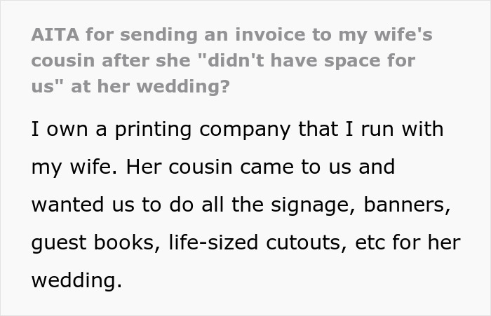 “We’ve Spent Close To $2,000 On All The Materials”: Relatives Invoice Bride After Finding Out They Weren’t Invited To The Wedding “We’ve Spent Close To $2,000 On All The Materials”: Relatives Invoice Bride After Finding Out They Weren’t Invited To The Wedding
