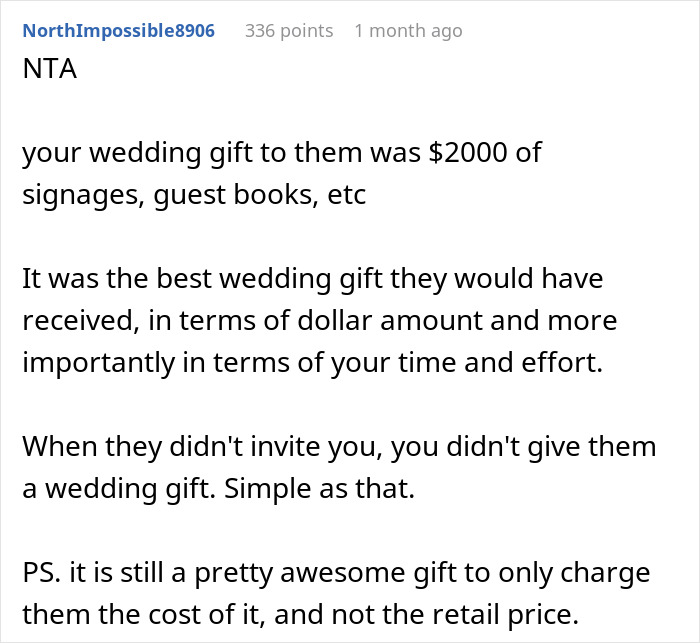 “We’ve Spent Close To $2,000 On All The Materials”: Relatives Invoice Bride After Finding Out They Weren’t Invited To The Wedding “We’ve Spent Close To $2,000 On All The Materials”: Relatives Invoice Bride After Finding Out They Weren’t Invited To The Wedding