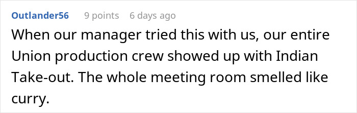 Employees Are Told Their Meeting With The CEO Counts As Lunch, So All 60 Of Them Maliciously Comply