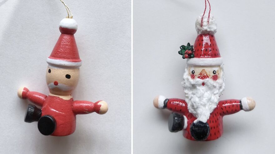 I Finally Finished Upgrading My Wooden Christmas Ornaments, And Here Are 25 Pics Of Before And After