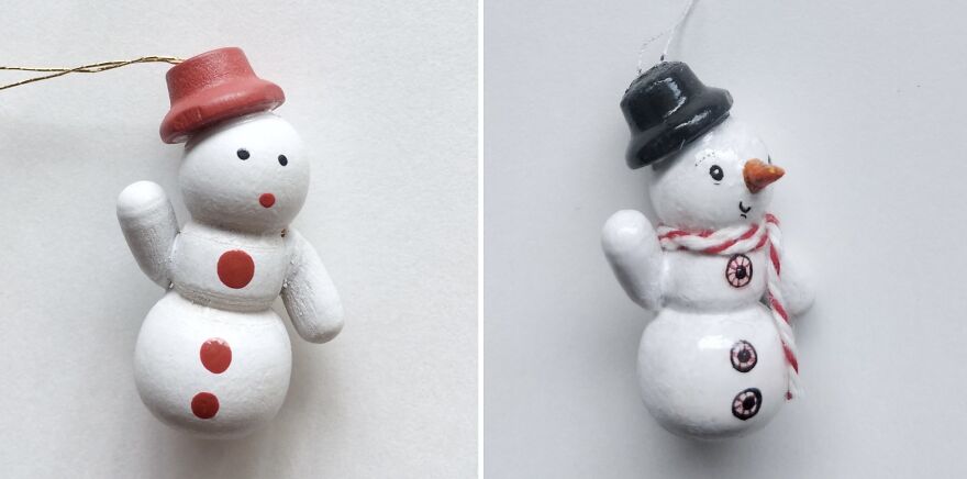 I Finally Finished Upgrading My Wooden Christmas Ornaments, And Here Are 25 Pics Of Before And After