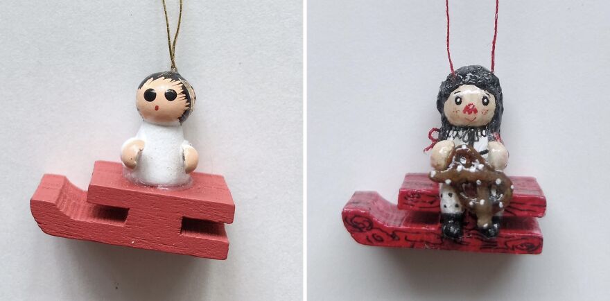 I Finally Finished Upgrading My Wooden Christmas Ornaments, And Here Are 25 Pics Of Before And After