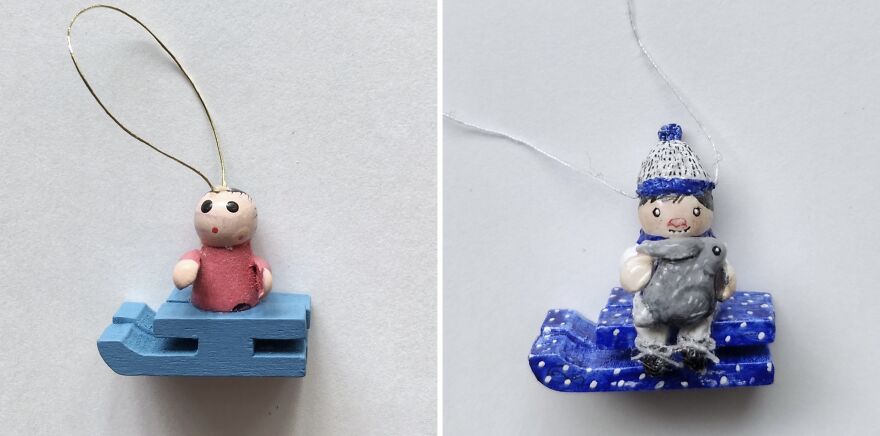 I Finally Finished Upgrading My Wooden Christmas Ornaments, And Here Are 25 Pics Of Before And After